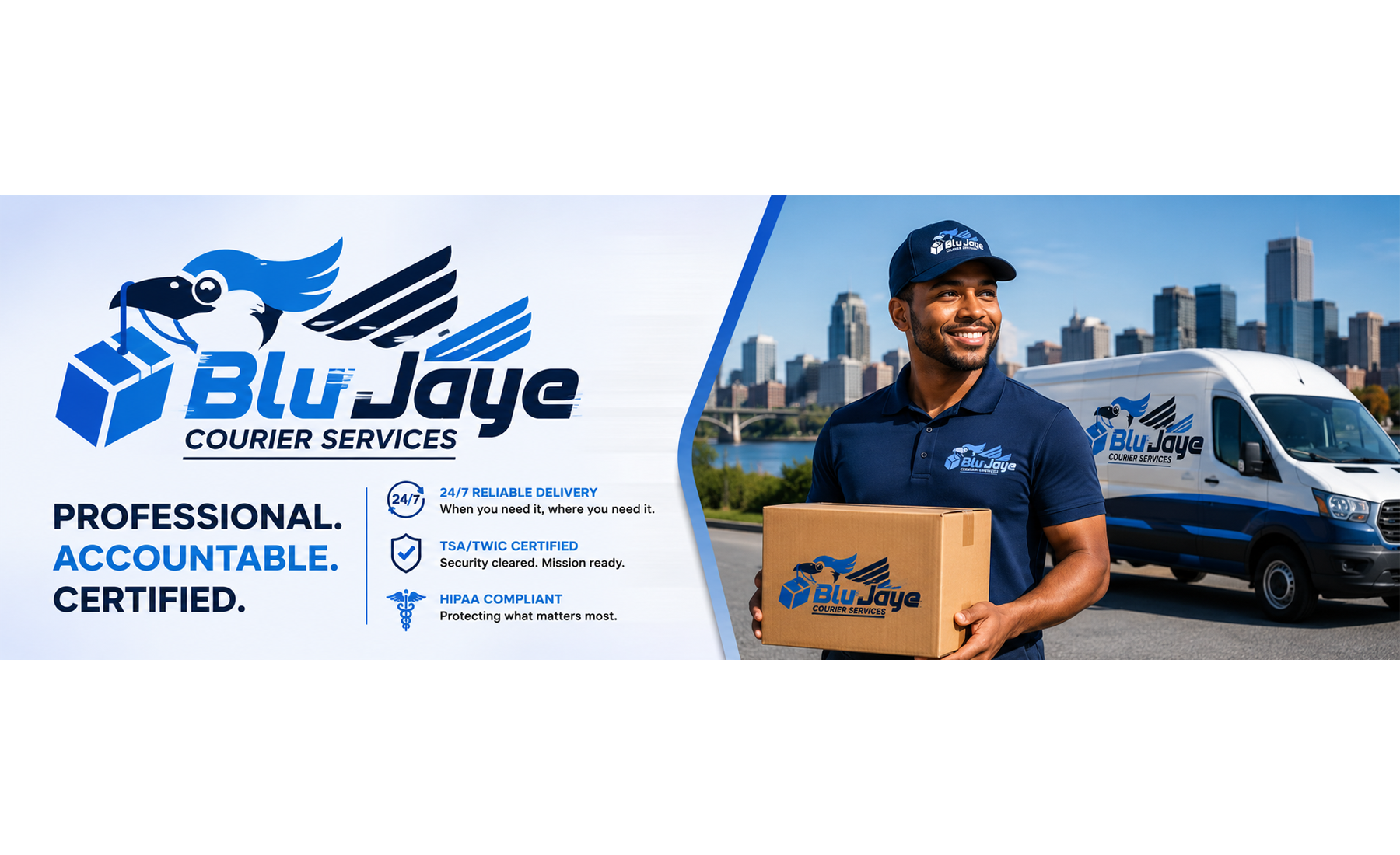 Blu Jaye Courier Services professional accountable certified courier hero banner